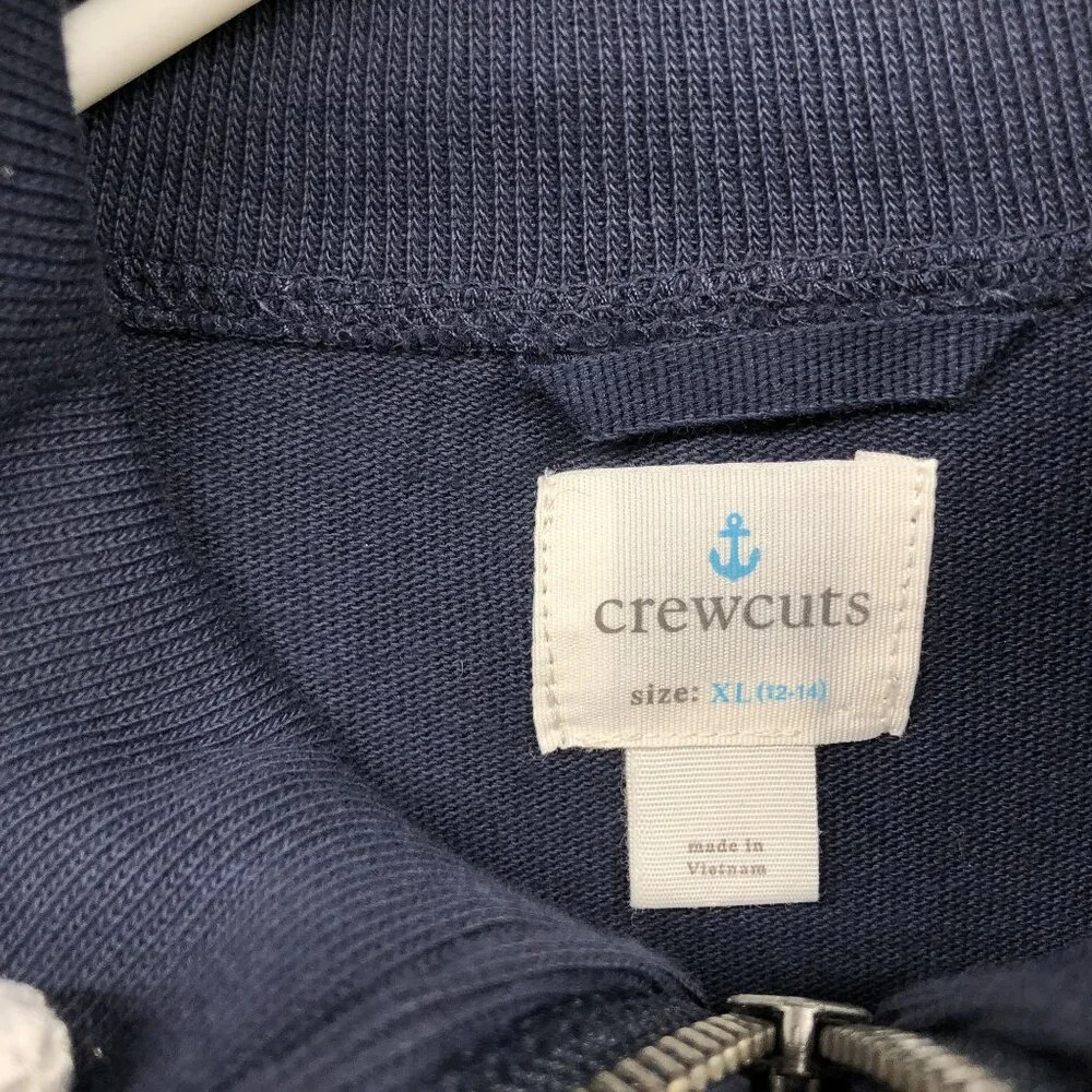 Crewcuts Boys XL 12-14 Half Zip Cotton Popover‎ Shirt Navy Blue Long Sleeve